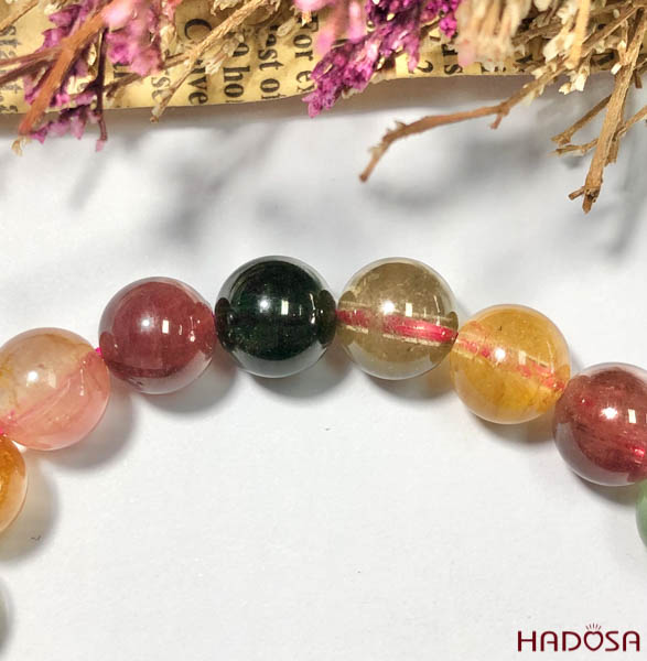 Vòng đá Hồng Lục Bảo - Tourmaline 9mm cao cấp chuẩn 4A