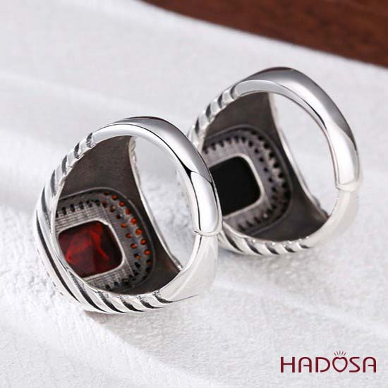 Nhẫn nam bạc Thái đá đen Zircon 18mm