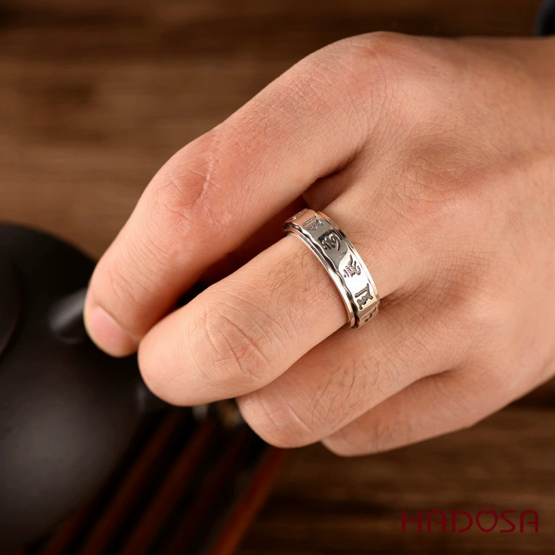 Nhẫn nam bạc Thái Lục Tự Đại Minh