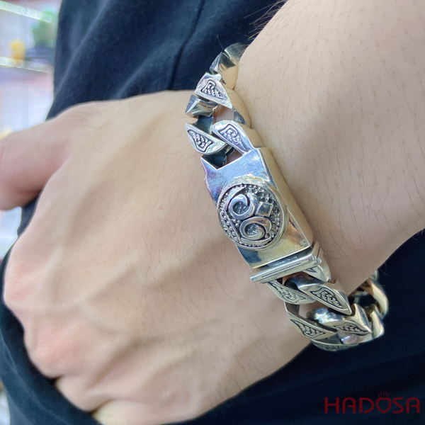 Lắc tay bạc nam bạc Thái handmade