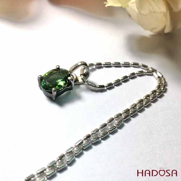 Mặt dây đá Tourmaline xanh bạc 925 cao cấp