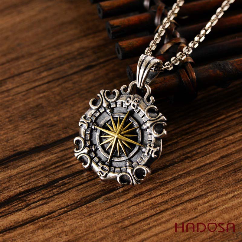 Mặt Dây Chuyền Bạc Thái Nam Ngôi Sao Hộ Mệnh La Bàn