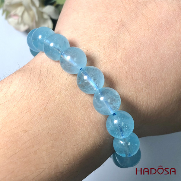 Vòng đá Topaz xanh 11mm chuẩn 5(A-)