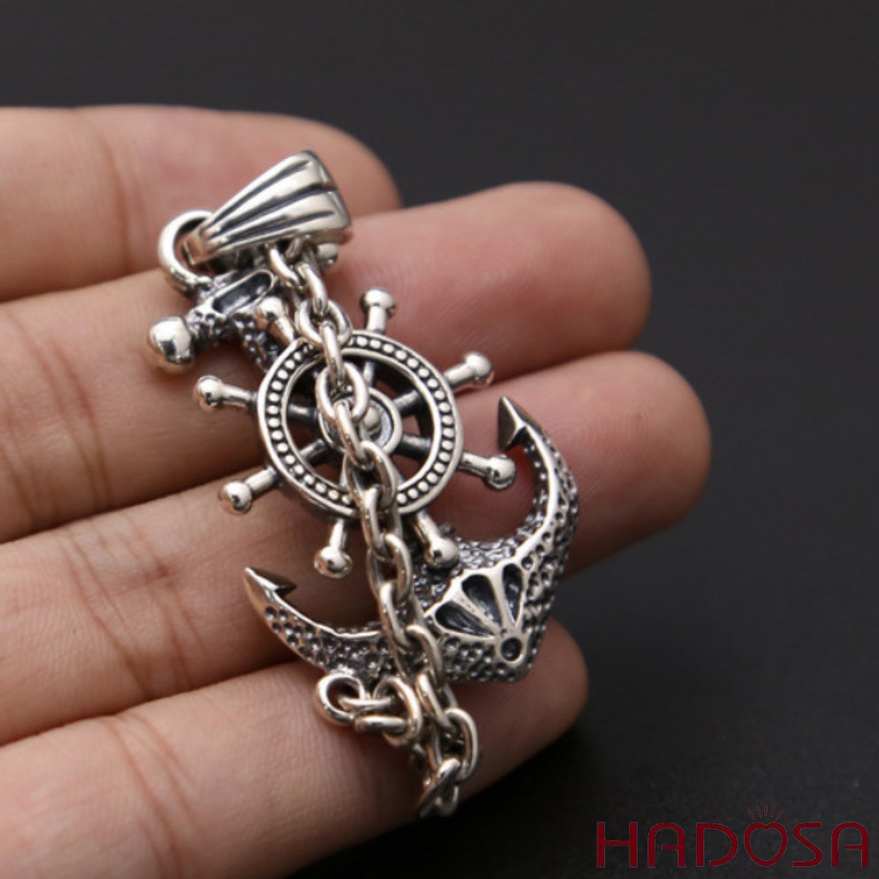 Mặt dây chuyền bạc mỏ neo 54x27mm