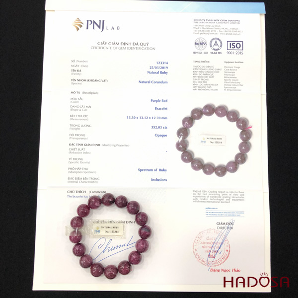 Vòng Ruby Nam Phi cao cấp hồng đậm 12mm