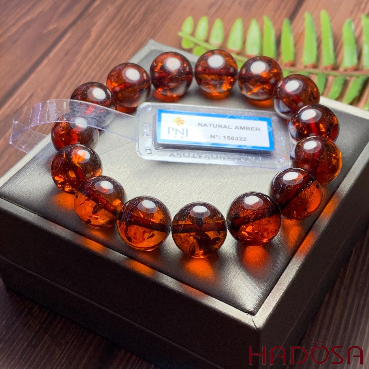 Hổ Phách Baltic nâu đỏ 14mm