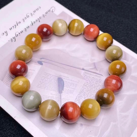 Vòng đá Mắt Hổ Tam Tài 10mm chuẩn 6A