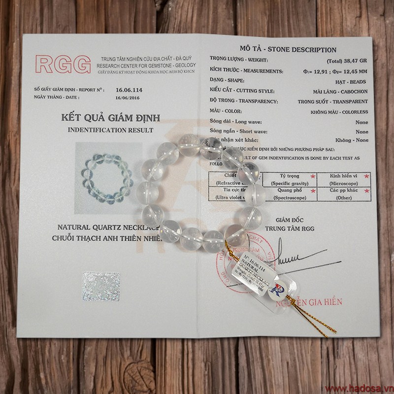 Vòng đá Thạch Anh Trắng 10mm chuẩn 4A