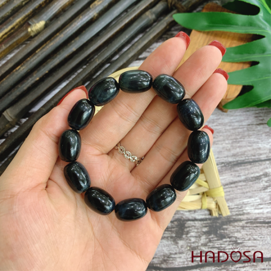 Vòng mắt hổ xanh đen lu thống 12*16mm 4A