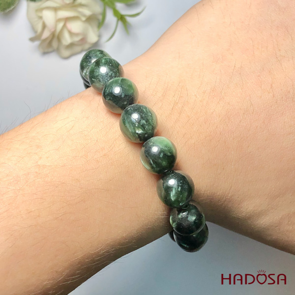 Vòng tay đá Mắt Rồng xanh 11mm 5A