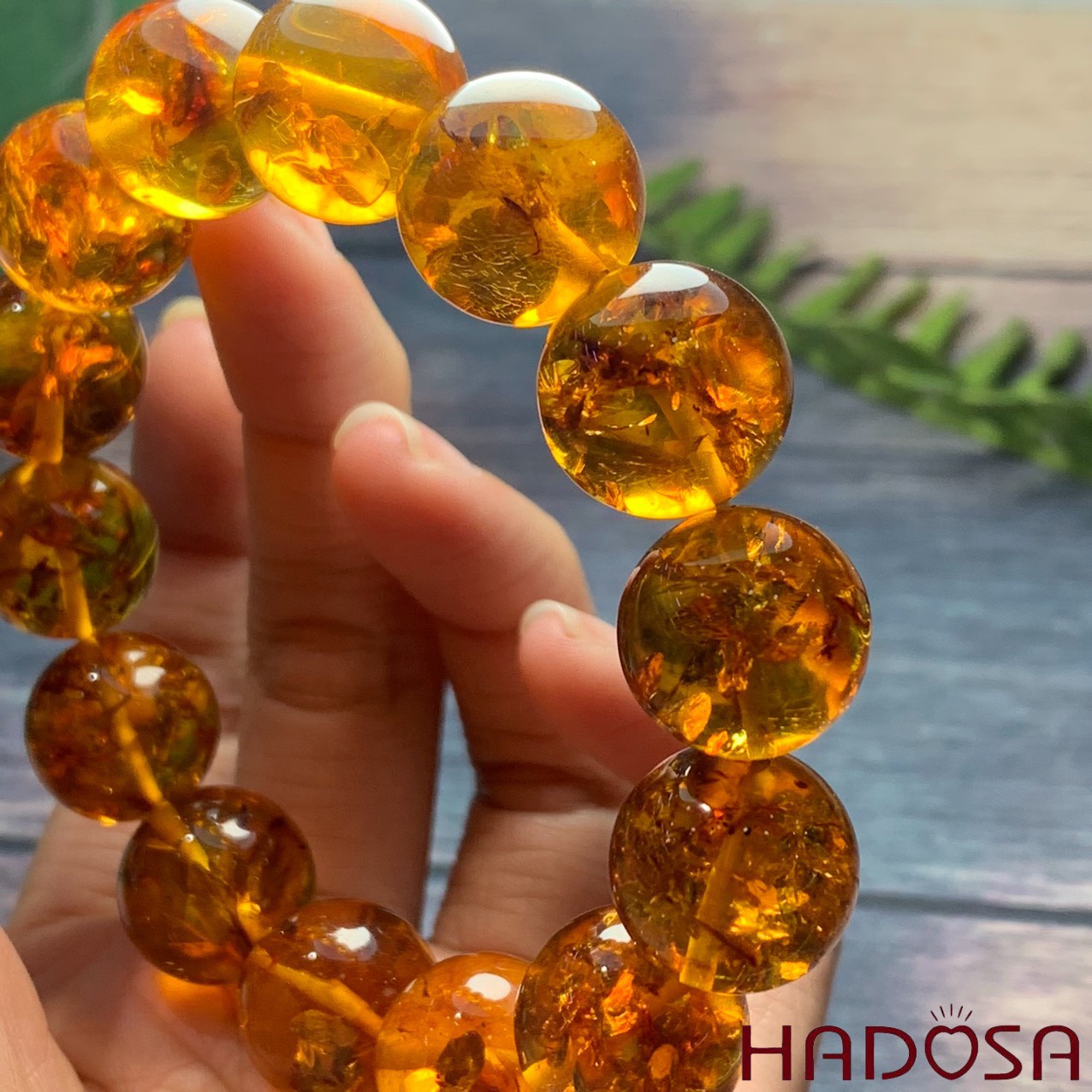 Vòng Hổ Phách Baltic cognac vàng 16mm