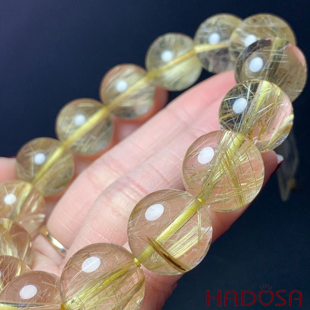 Vòng tay Thạch Anh tóc vàng 15mm cao cấp chuẩn 6A