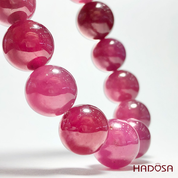 Vòng chuỗi Ruby Thái hồng đẹp ánh sao 12mm cao cấp