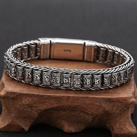 Vòng bạc tay nam Trụ Kinh Luân Xoay