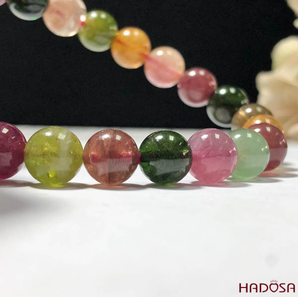 Vòng đá Hồng Lục Bảo - Tourmaline 9mm cao cấp chuẩn 4A