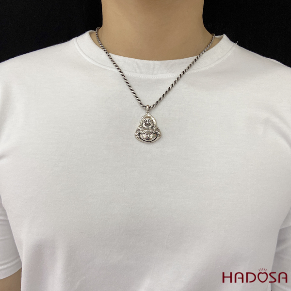 Mặt dây chuyền bạc Thái Phật Di Lặc 40x28mm