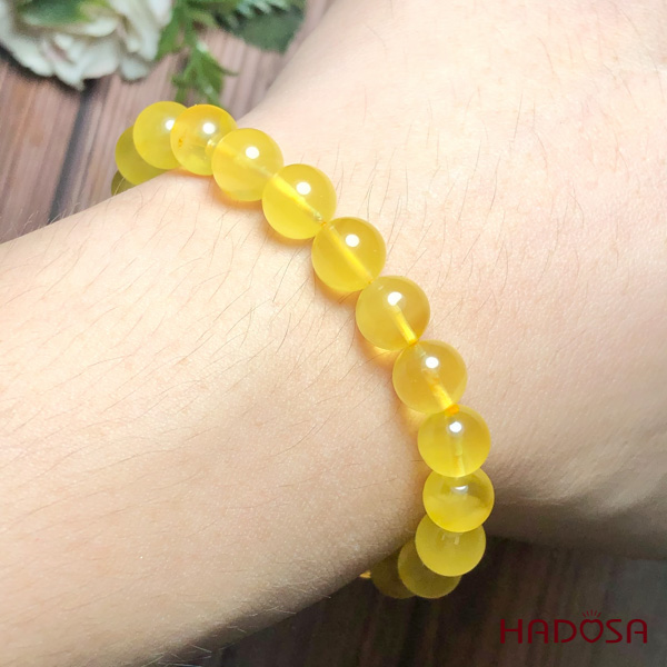 Vòng Hổ Phách Baltic vàng bơ 08mm