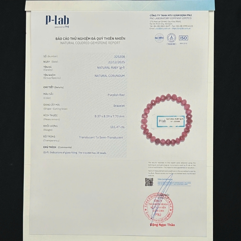 Vòng chuỗi Ruby Thái cắt giác 6x8mm cao cấp