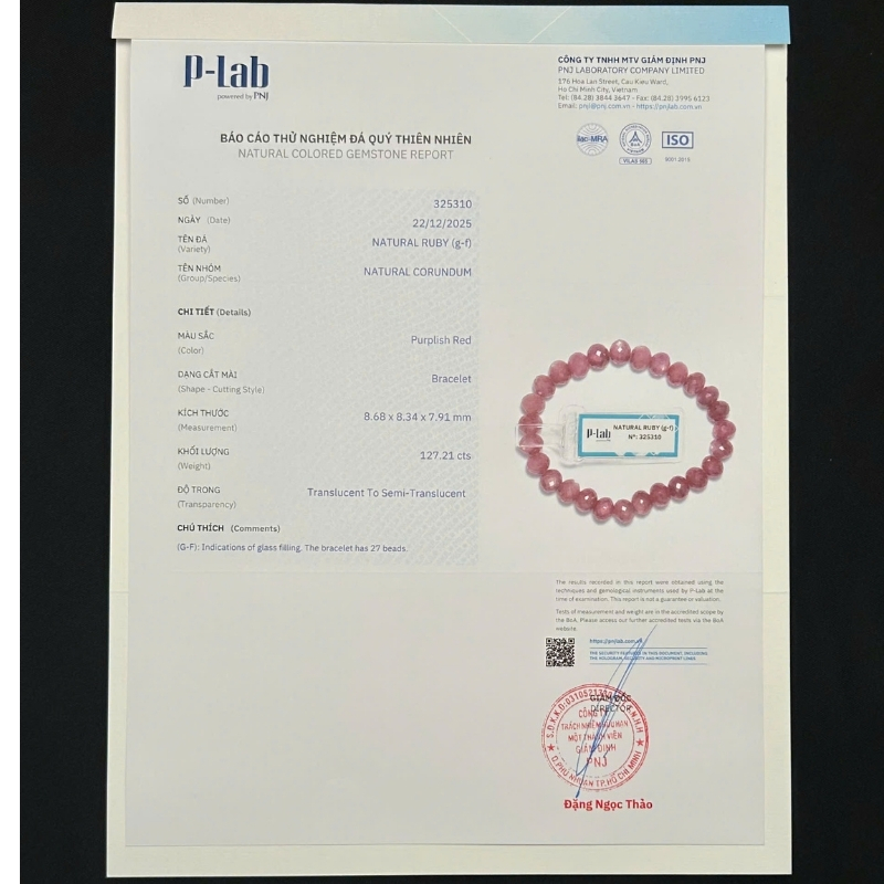 Vòng chuỗi Ruby Thái cắt giác 8.5x7mm cao cấp
