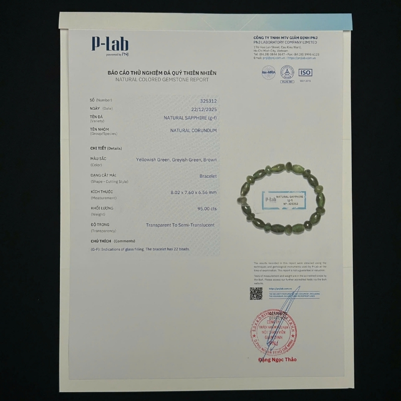 Vòng chuỗi Sapphire cắt giác hạt lu thống 7.5x10mm