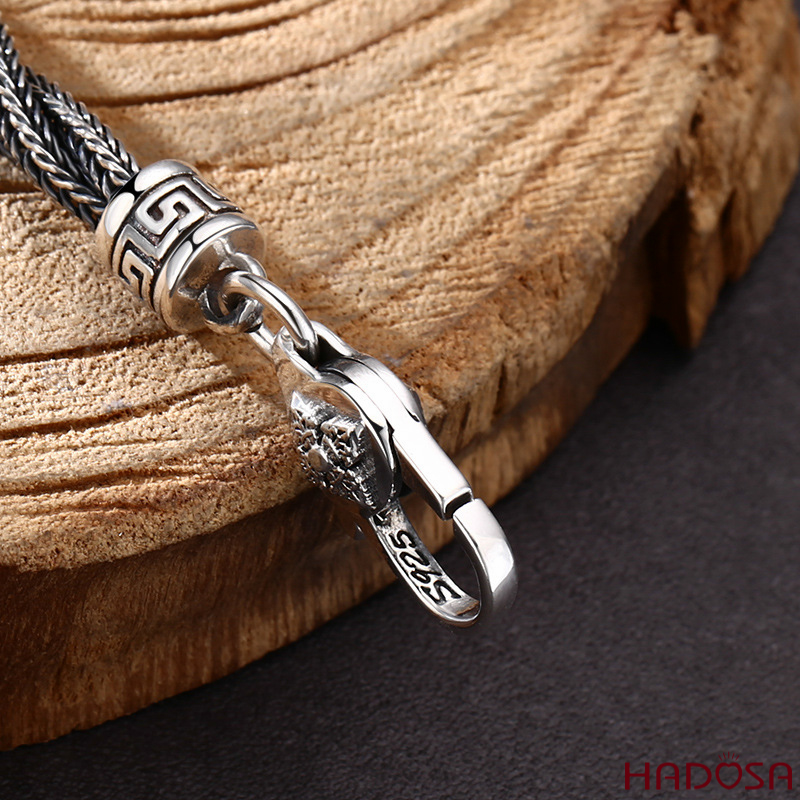 Lắc tay nam bạc dây xoắn