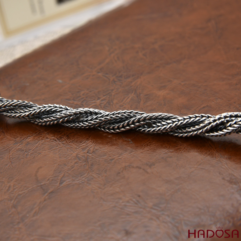 Lắc tay nam bạc dây xoắn