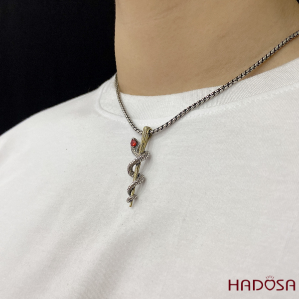 Mặt dây chuyền con Rắn bạc Thái cao cấp