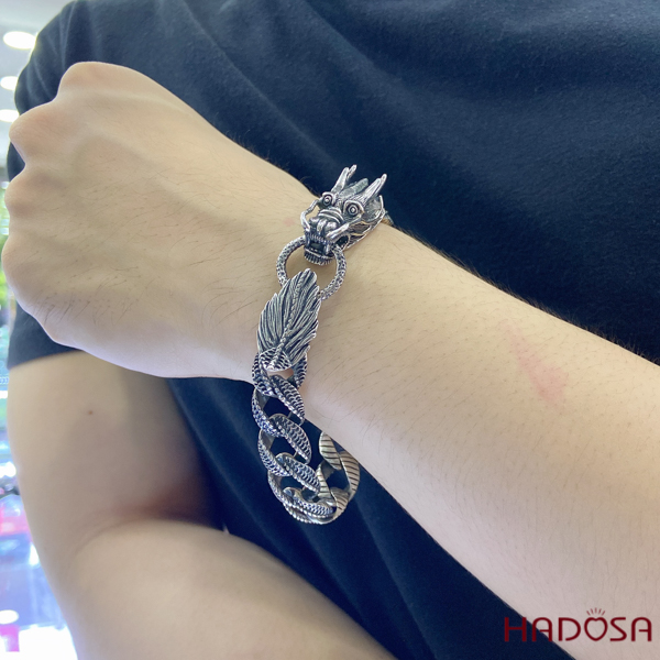 Lắc tay bạc nam kiểu Rồng