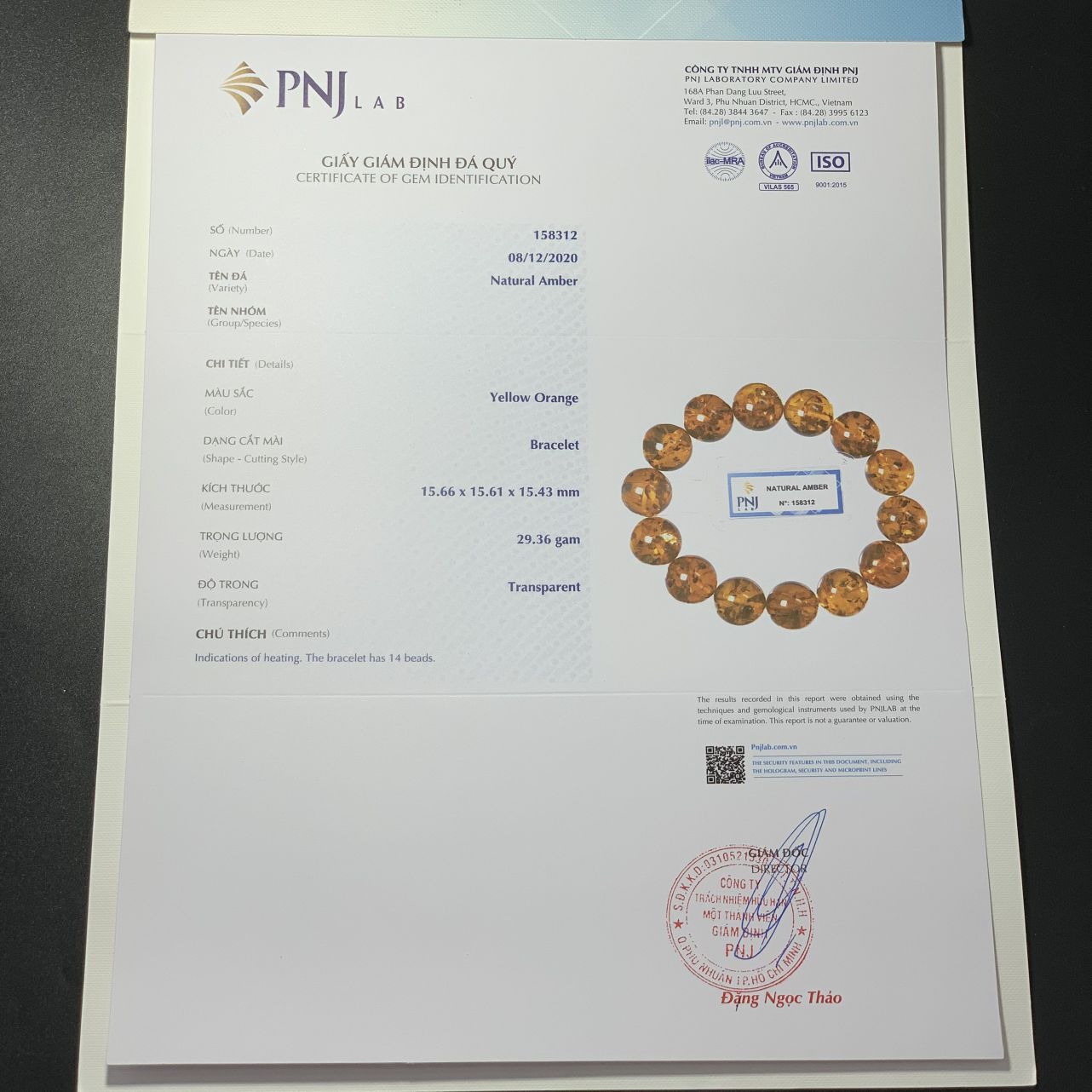 Hổ Phách Baltic cognac vàng đậm 16mm