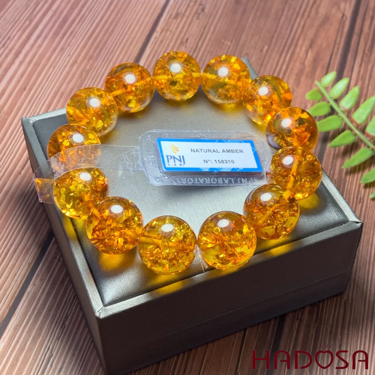 Hổ Phách Baltic cognac vàng đậm 18mm