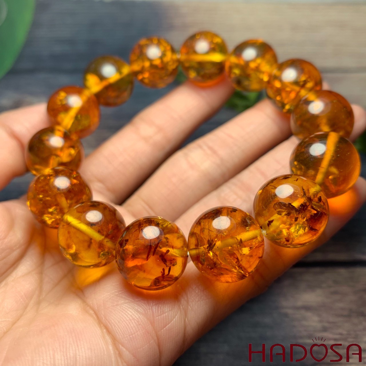 Vòng Hổ Phách Baltic cognac vàng 16mm