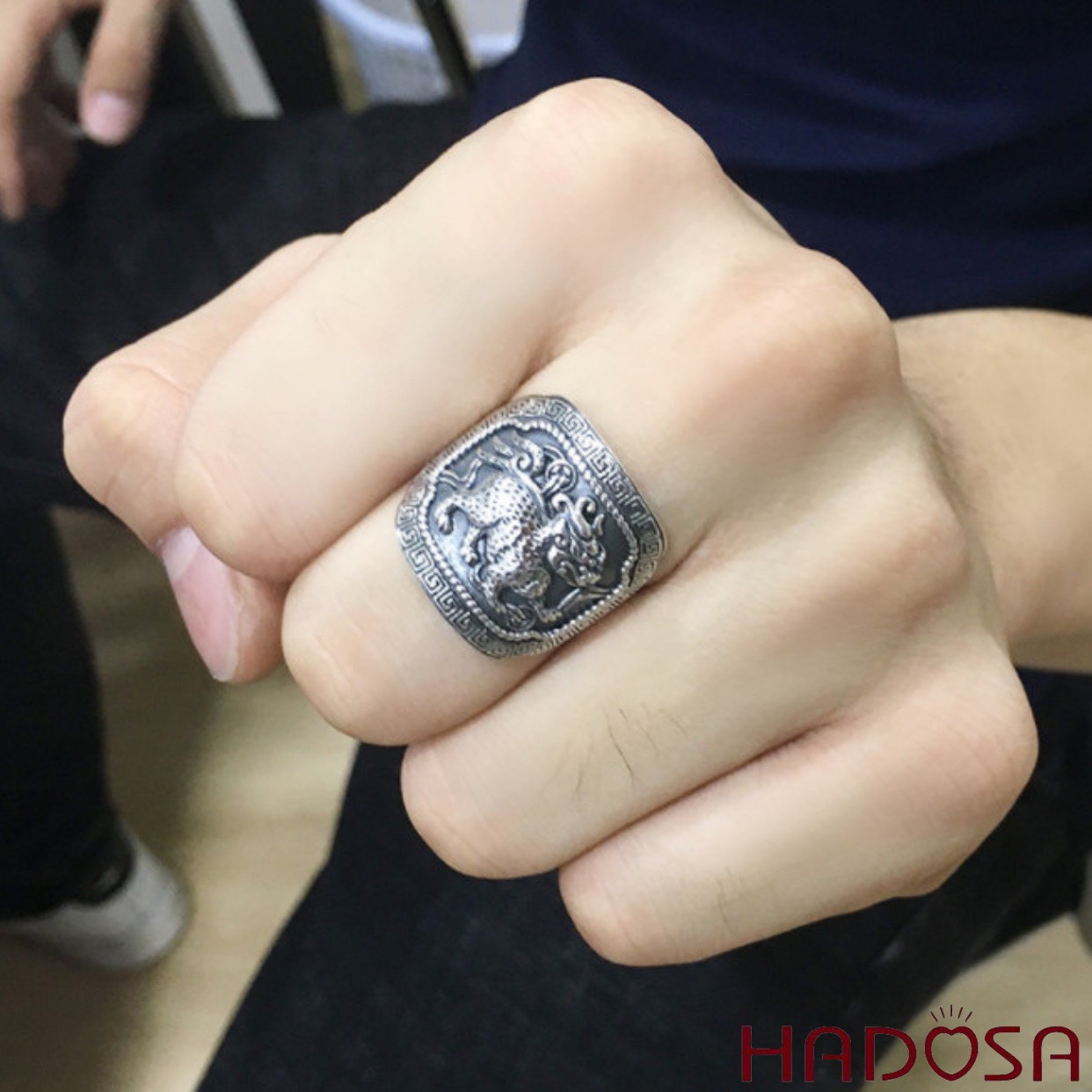 Nhẫn bạc thái nam Kỳ Lân