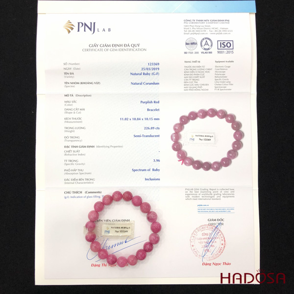 Vòng Ruby hồng tươi đẹp 10mm cao cấp