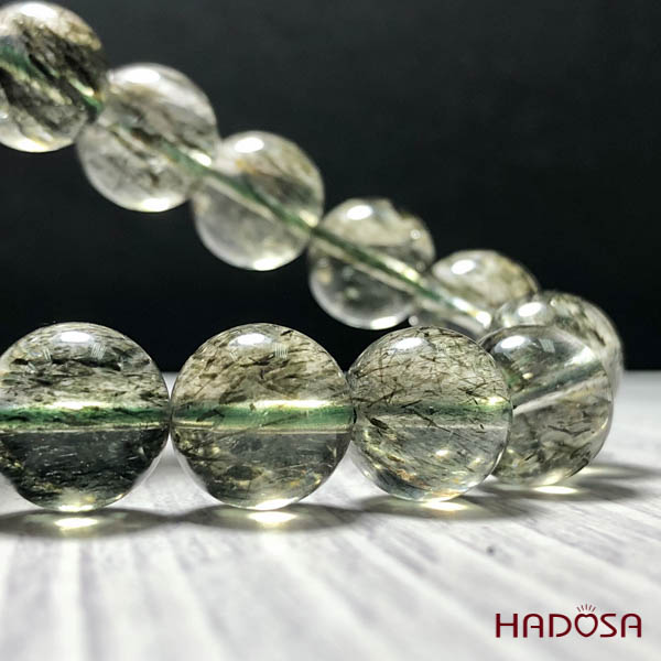 Vòng đá thạch anh tóc xanh 12mm chuẩn 5A