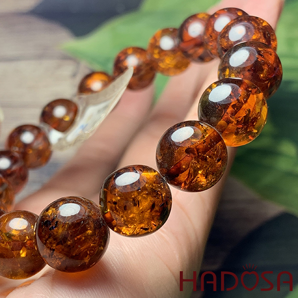 Vòng Hổ Phách Baltic nâu đỏ 12mm đặc biệt cao cấp