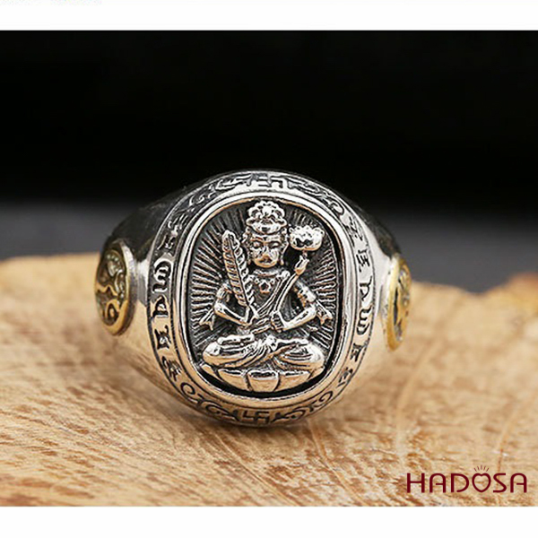 Nhẫn bạc Thái Phật bản mệnh Văn Thù (Mão)