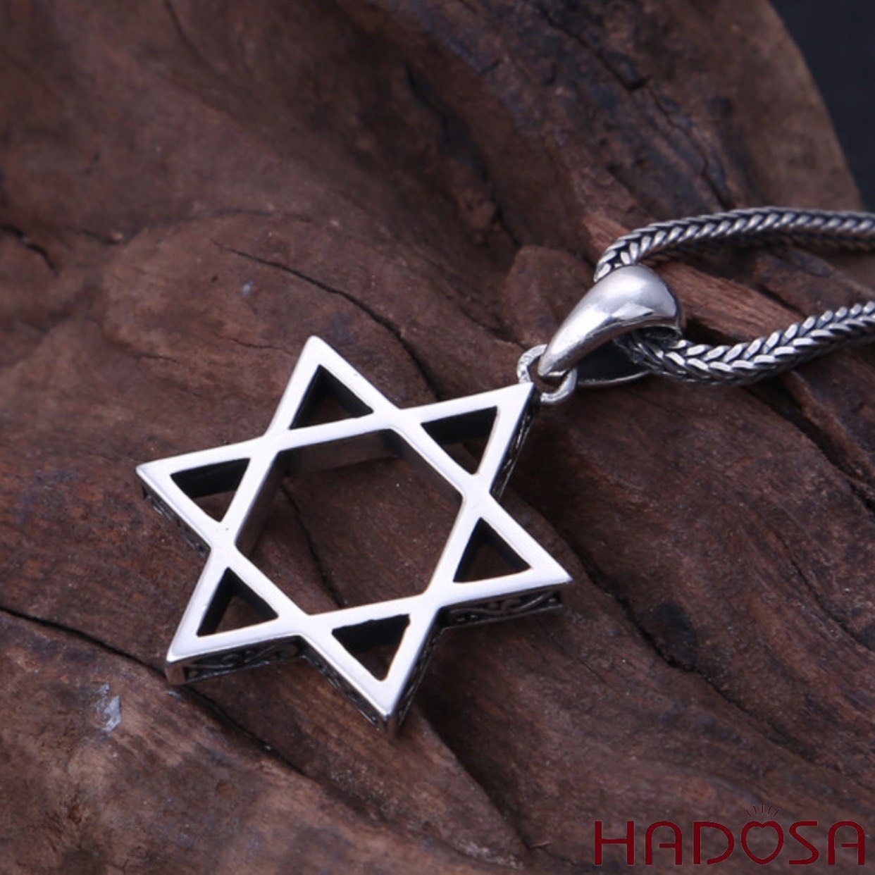 Mặt dây chuyền bạc nam Ngôi sao David 23mm