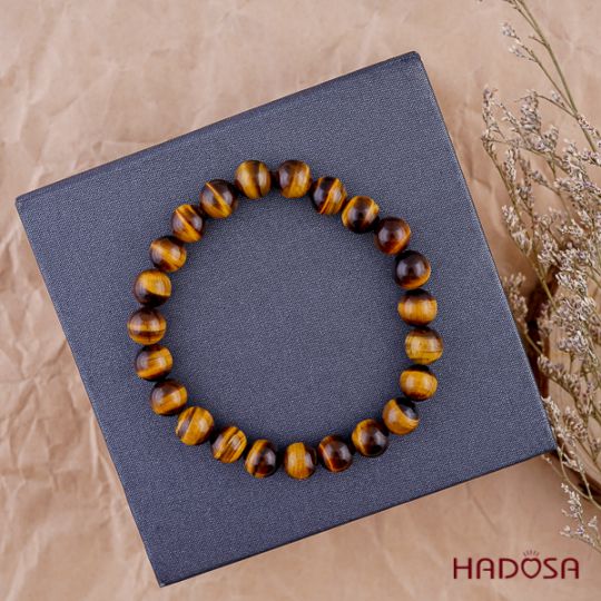 Vòng tay đá Mắt Hổ vàng nâu 08mm đặc biệt cao cấp chuẩn 6A