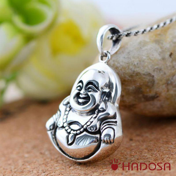 Mặt dây chuyền bạc Thái Phật Di Lặc 40x28mm