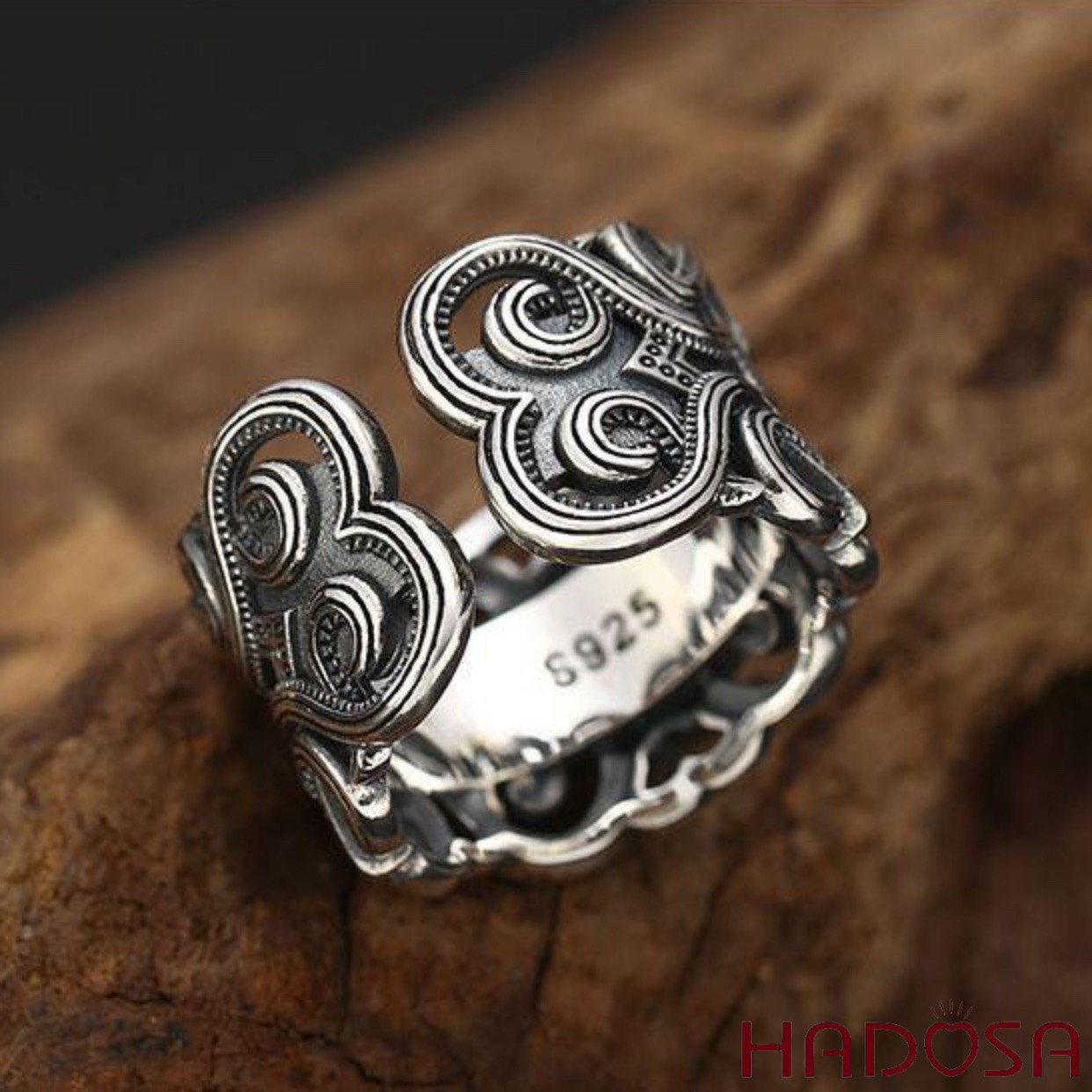 Nhẫn Bạc Thái 925 đính đá đen