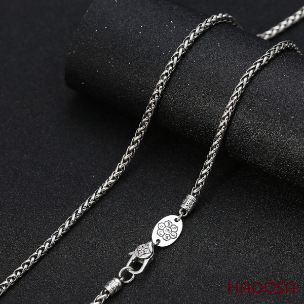 Dây chuyền bạc chuỳ kim cang lục tự chân ngôn