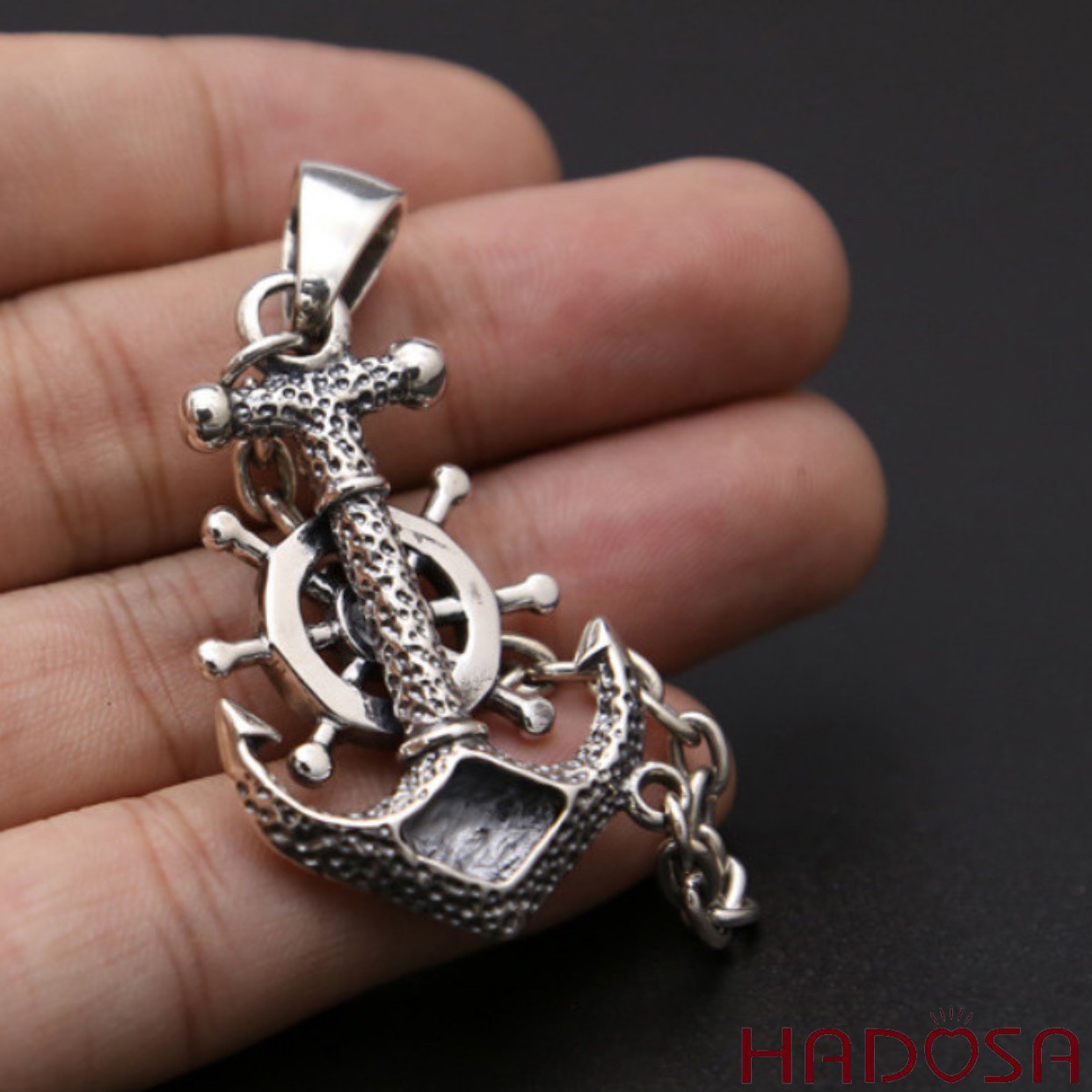 Mặt dây chuyền bạc mỏ neo 54x27mm