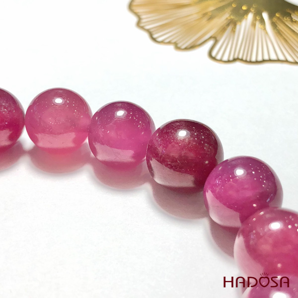 Vòng chuỗi Ruby Thái hồng đẹp ánh sao 12mm cao cấp