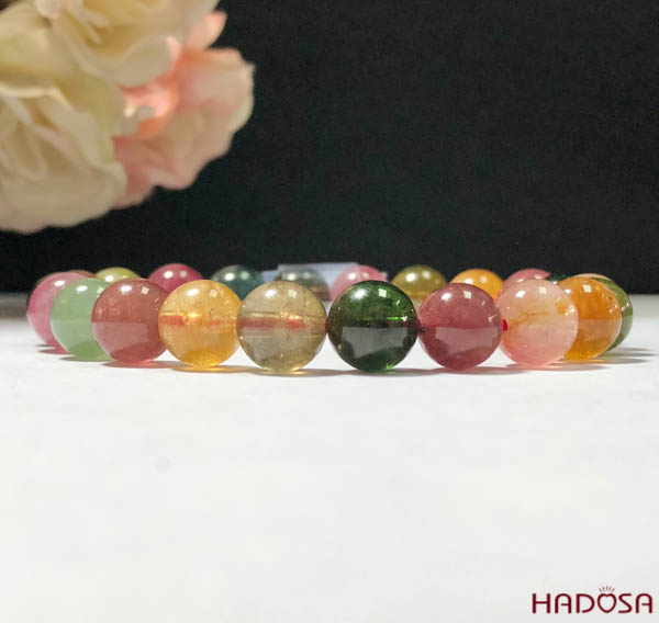 Vòng đá Hồng Lục Bảo - Tourmaline 9mm cao cấp chuẩn 4A