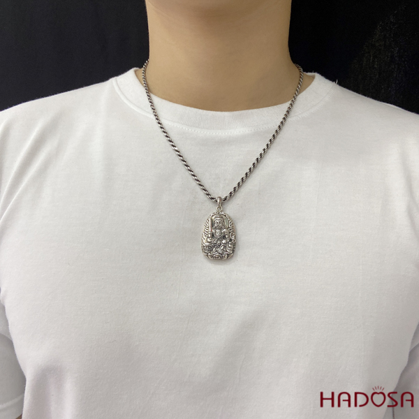 Mặt dây chuyền bạc Thai Phật bản mệnh Văn Thù (Mão)