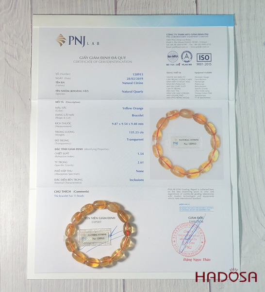 Vòng Thạch anh vàng lu thống 10x14mm 4A