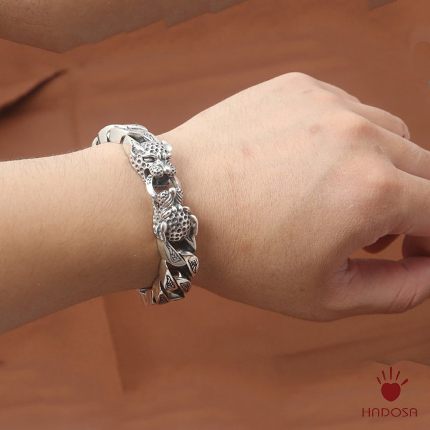 Lắc tay nam bạc Thái 925 đầu Báo