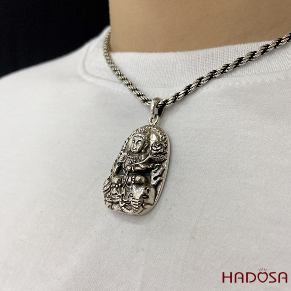Mặt dây chuyền bạc Thai Phật bản mệnh Phổ Hiền (Thìn - Tỵ)