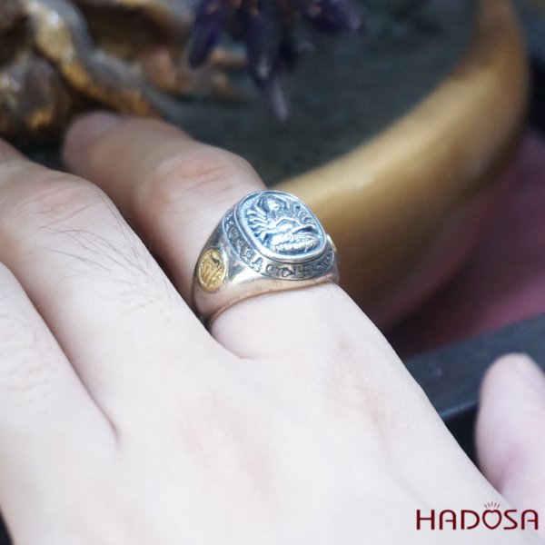 Nhẫn bạc Thái Phật bản mệnh Thiên Thủ Thiên Nhãn (Tý)