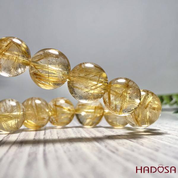 Vòng Thạch Anh Tóc Vàng Cao Cấp 13mm chuẩn 7A